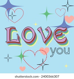 vintage retro love card, happy valentine's day, love message, declaration of love, holiday card, design for poster, banner, post