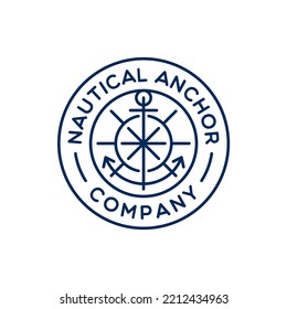 Vintage Retro Luxury Nautical Ship Anchor Badge Symbol Vector Logo Design