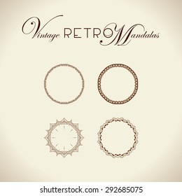 Vintage retro mandala design. Vector illustration set. For napkins, lace, print and decorative design.
