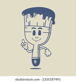 Vintage retro mascot Brush Character