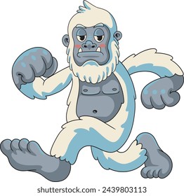 Vintage Retro Mascot Illustration of Yeti snow blue color mythological creature Vector Design