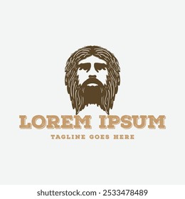 Vintage Retro Medieval Jesus King Knight god Emperor Head Face Illustration Design