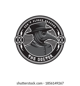 Vintage Retro Medieval Plague Doctor Badge Vector Illustration