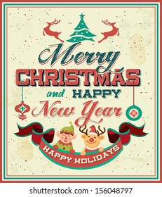 Vintage Retro Merry Christmas Poster