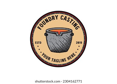 Vintage Retro Metallurgy Foundry Casting for Metal Blacksmith Industry Badge Emblem Logo