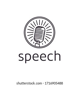 Vintage retro microphone logo design vector