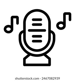 Vintage retro microphone music icon in classic black and white, isolated vector illustration. Perfect for podcasting, radio, and studio equipment technology