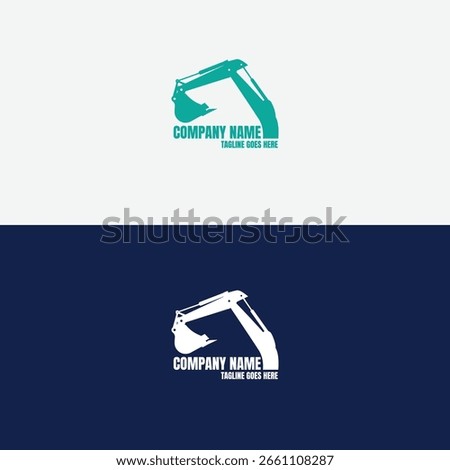 Vintage Retro Mining Backhoe Excavator Arm Silhouette Logo Design Vector