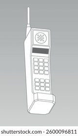Vintage retro mobile phone with large buttons and antenna