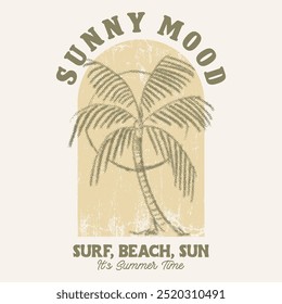 Gráfico moderno retro de Antiguas para impresiones de verano Obra de arte Sunshine tropical beach, Sunshine ocean print para diseño de impresión moderno, dibujado a mano Wave, diseño de camiseta de niños y niñas de mujeres de hombres