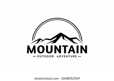 Vintage and Retro Moon Mountain Logo. Outdoor Adventure Logo.