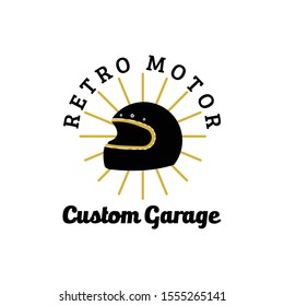 Vintage Retro Motorcycle Helmet Logo Vector Illustration