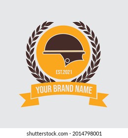 Vintage retro motorcycle helmet logo vector illustration