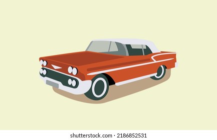 Vintage Retro Motors Red Car on a solide background