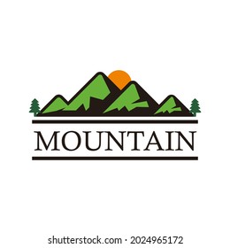 Vintage Retro Mountain Forest Nature Emblem logo design for Outdoor Adventure Club