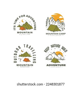 Vector de ilustración de montaña retro vintage. Adecuado para tu icono de ropa o plantilla de impresión de pegatinas