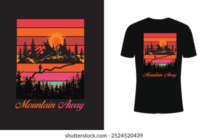 Vintage retro mountain T-shirt design, Graphics, Typography T-shirt Design,  Nature Outdoor, Camp T-shirt Designs 2024, Camping T-shirt Design