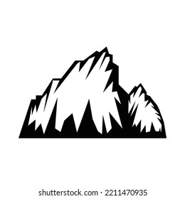 Vintage retro mountaines for camping. Can be used like emblem, logo, badge, label. mark, poster or print. Monochrome Graphic Art. Vector Illustration.
