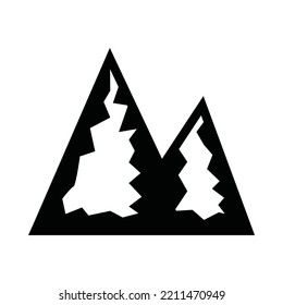 Vintage retro mountaines for camping. Can be used like emblem, logo, badge, label. mark, poster or print. Monochrome Graphic Art. Vector Illustration.
