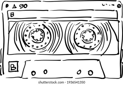Vintage retro music tape cassette 1980s style disco