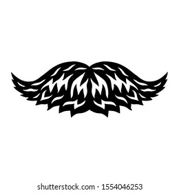 Vintage retro mustache isolated vector illustration on a white background. Design element for logo, badge, tattoo, banner, poster.