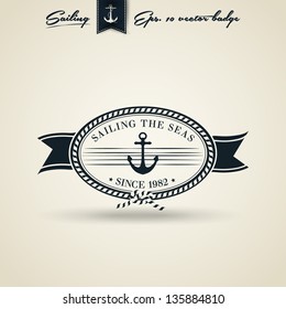 Vintage Retro Nautical Badge with Anchor | Editable EPS 10 vector