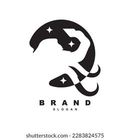 Vintage retro negative space mammoth head logo design vector