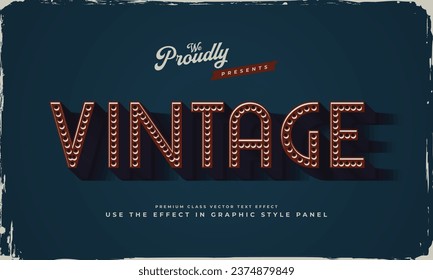 vintage retro neon embossed 3d realistic editable text effect alphabet font typography typeface