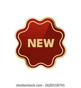 Vintage e retro novo distintivo - elegante adesivo vermelho e ouro, etiqueta - ilustração vetorial