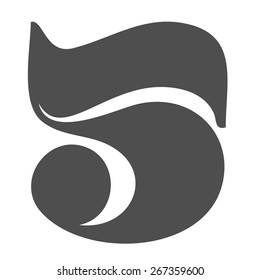 Vintage and retro numeric font number five for big posters etc