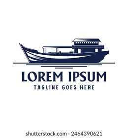 Vintage Retro Ocean Sea Fisherman Boat Ship Illustration Design Vector