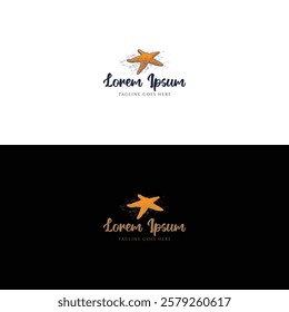 Vintage Retro Ocean Starfish Illustration Logo Design Vector
