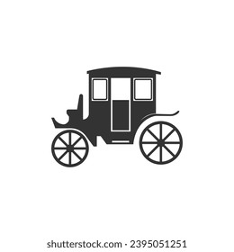 Vintage Retro Old Ancient Classic Kingdom Carriage Silhouette Icon Illustration Vector