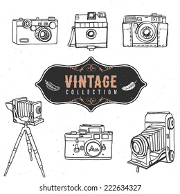 Vintage Retro Old Camera Collection. Hand Drawn Vector Illustrations. Vol.3