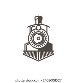 Vintage Retro Old Locomotive Train Machine Logo Design Vector