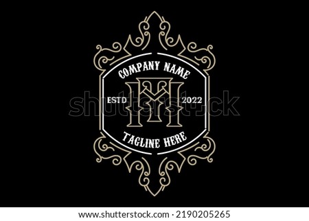 Vintage Retro Old Royal Initial Letter TM MT Badge Emblem Label Logo Design