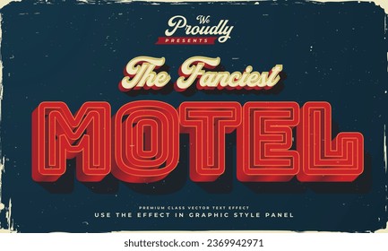 vintage retro old style American motel road sign text effect