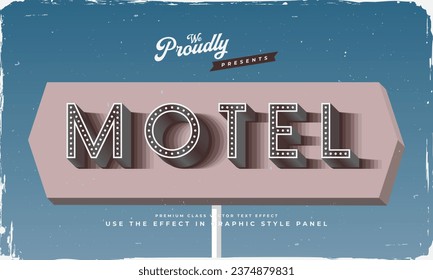 vintage retro old style American motel road sign text effect