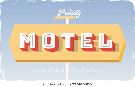 vintage retro old style American motel road sign text effect	