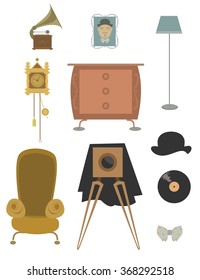 Vintage retro old things set for design.