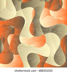 Vintage retro orange grey colorful abstract wave marble texture background pattern poster, ancient festival artistic style, carnival circus design, illustration vector