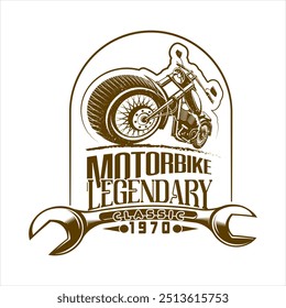 Vintage Retro Original Old Brand Classic Motorcycle And Legendary Motor Biker  Vector Tshirt Design Illustration