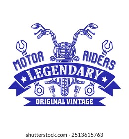 Vintage Retro Original Old Brand Classic Motorcycle And Legendary Motor Biker  Vector Tshirt Design Illustration