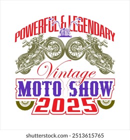 Vintage Retro Original Old Brand Classic Motorcycle And Legendary Motor Biker  Vector Tshirt Design Illustration