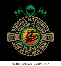 Vintage Retro Original Old Brand Classic Motorcycle And Legendary Motor Biker  Vector Tshirt Design Illustration