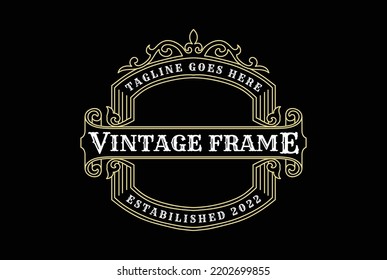 Vintage Retro Ornament Blank Border Frame Royal Badge Emblem Stamp Label Logo Design Vector