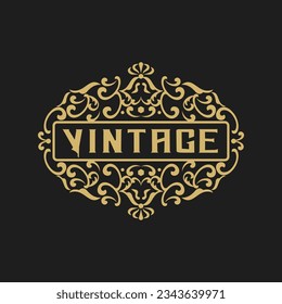 Vintage Retro Ornament Border Frame Emblem Stamp Label Logo Design Vector