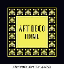 Vintage retro ornamental art deco border frame. Geometric ornate element for design