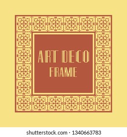 Vintage retro ornamental art deco border frame. Geometric ornate element for design