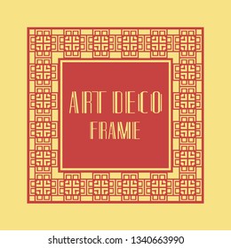 Vintage retro ornamental art deco border frame. Geometric ornate element for design